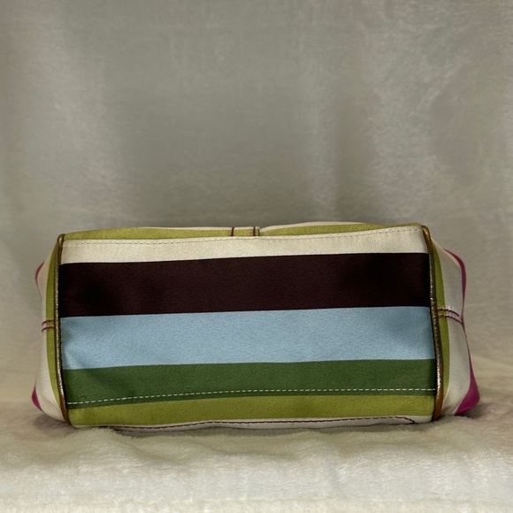 Coach Legacy Stripe Kiss Lock Pocket Zipper Hobo Handbag (RARE) (Mini Size) - Picture 9 of 15